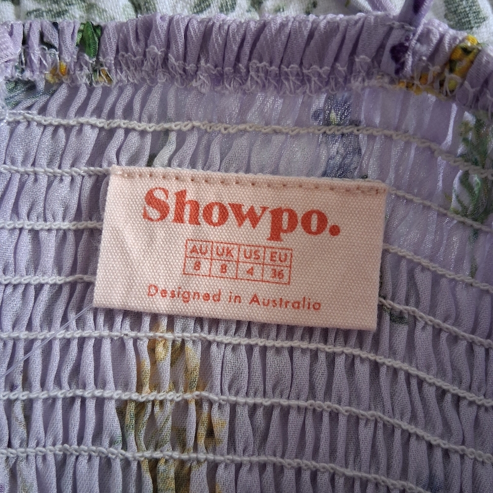 Showpo Purple Floral Dress With Strap Ties - Picture 9 of 10